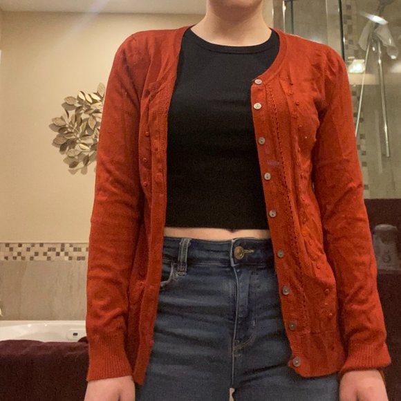 Orange pattern detail cardigan - Picture 2 of 4